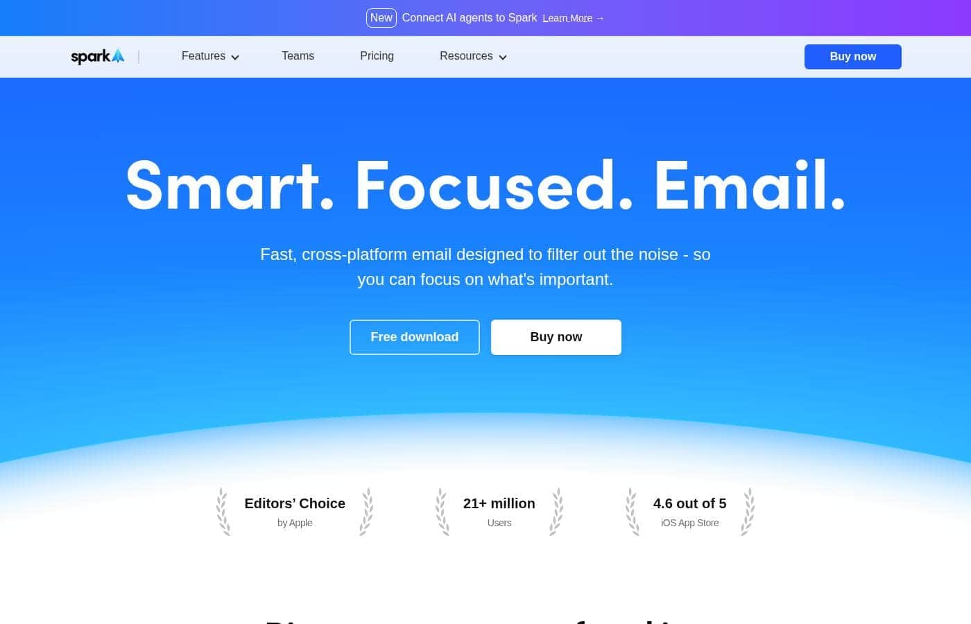 Скриншот главной страницы Spark Mail