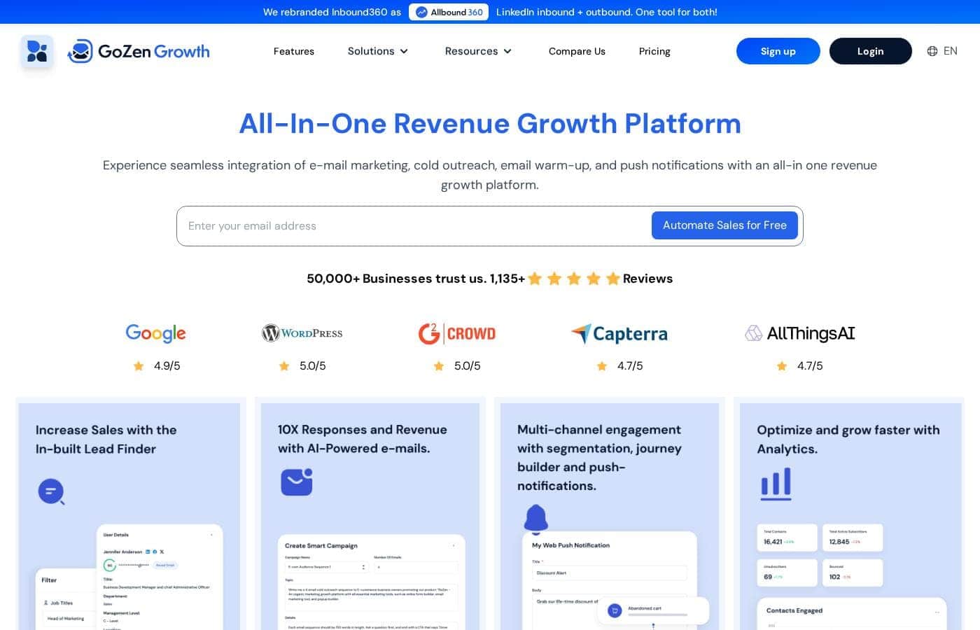 GoZen Growth homepage screenshot