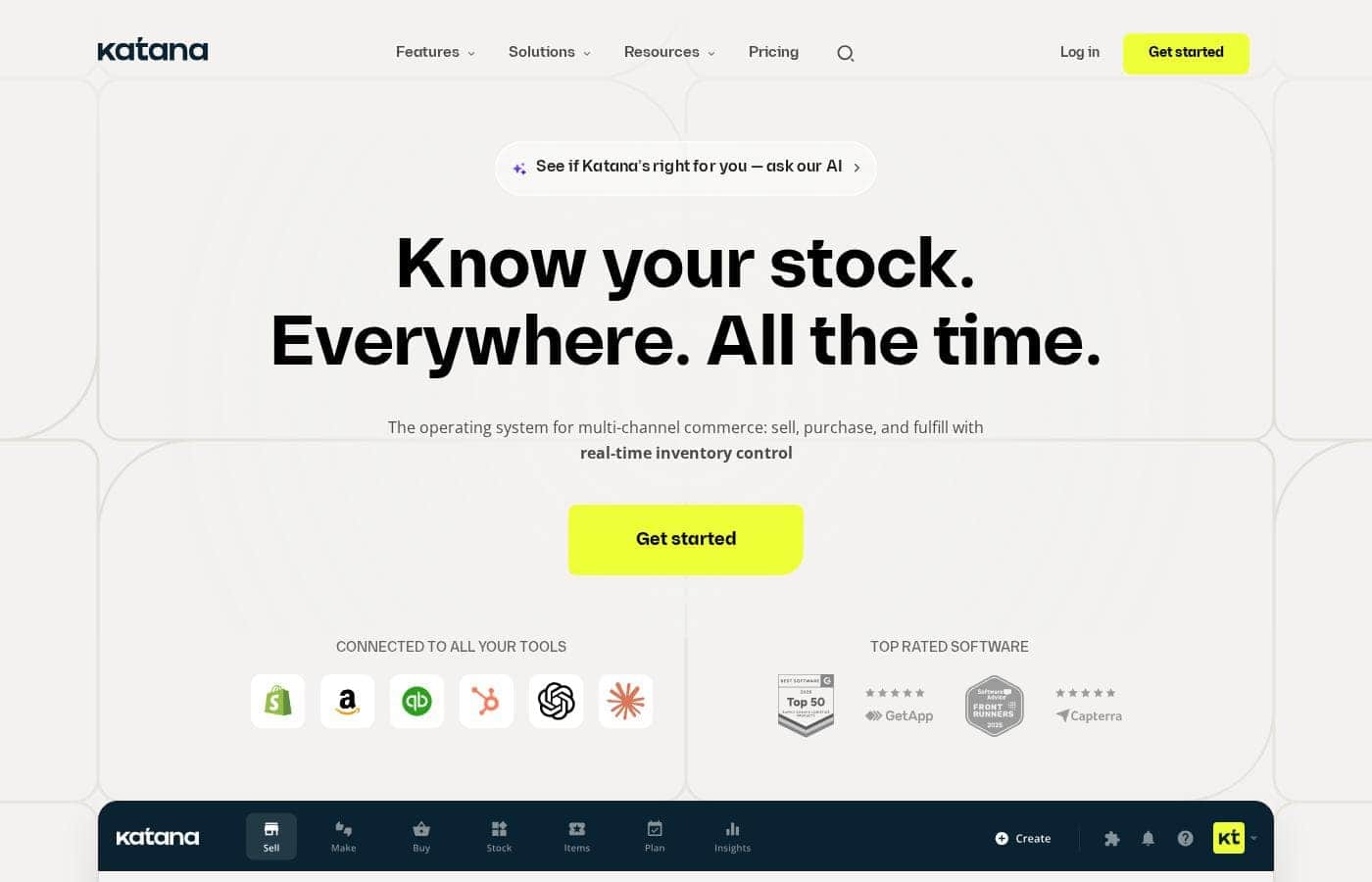 Katana MRP homepage screenshot