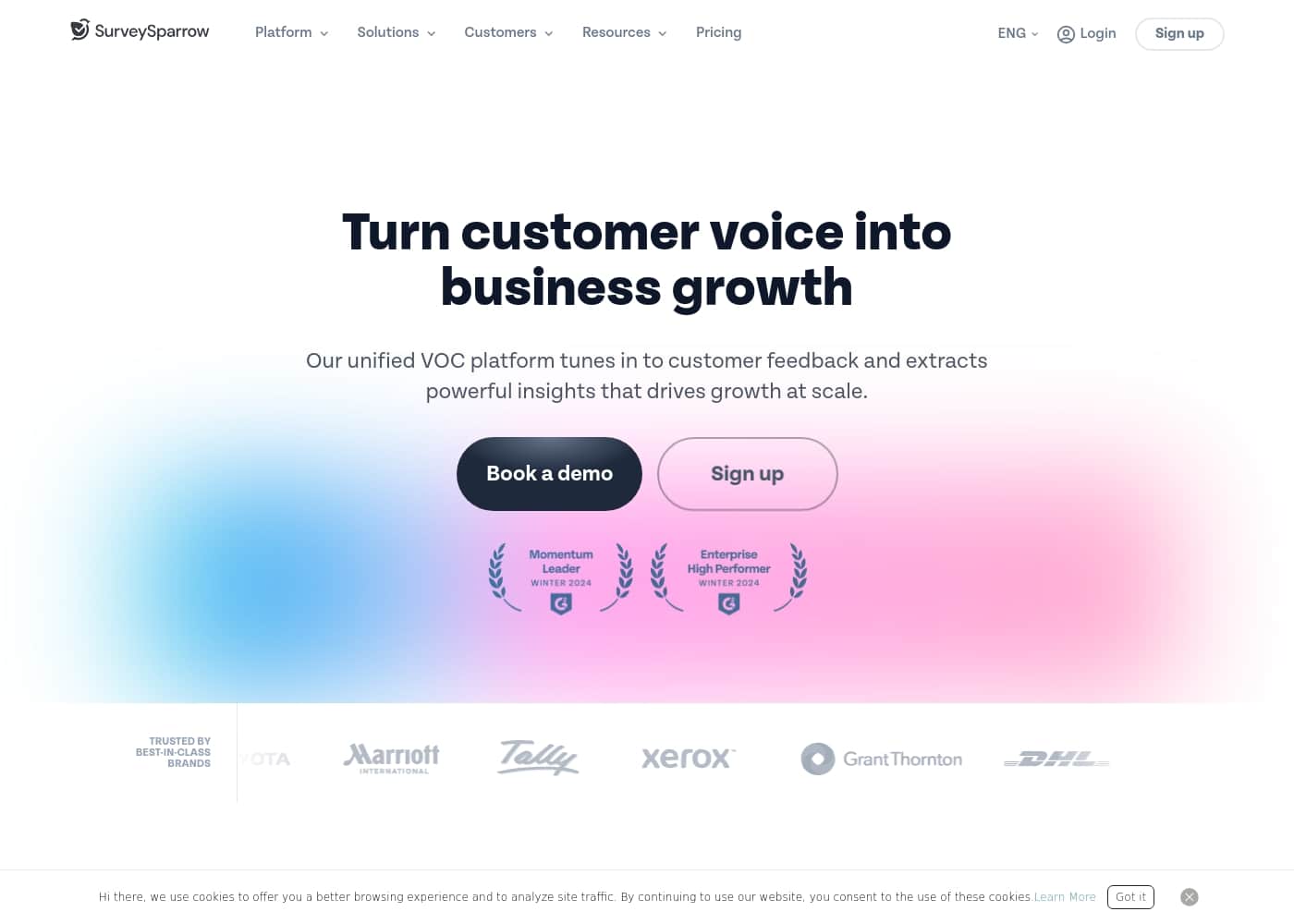 ภาพหน้าจอหลักของ SurveySparrow