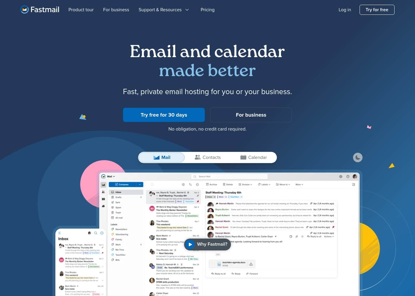 Fastmail homepage screenshot