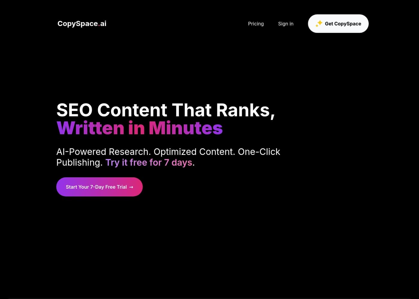 CopySpace homepage screenshot