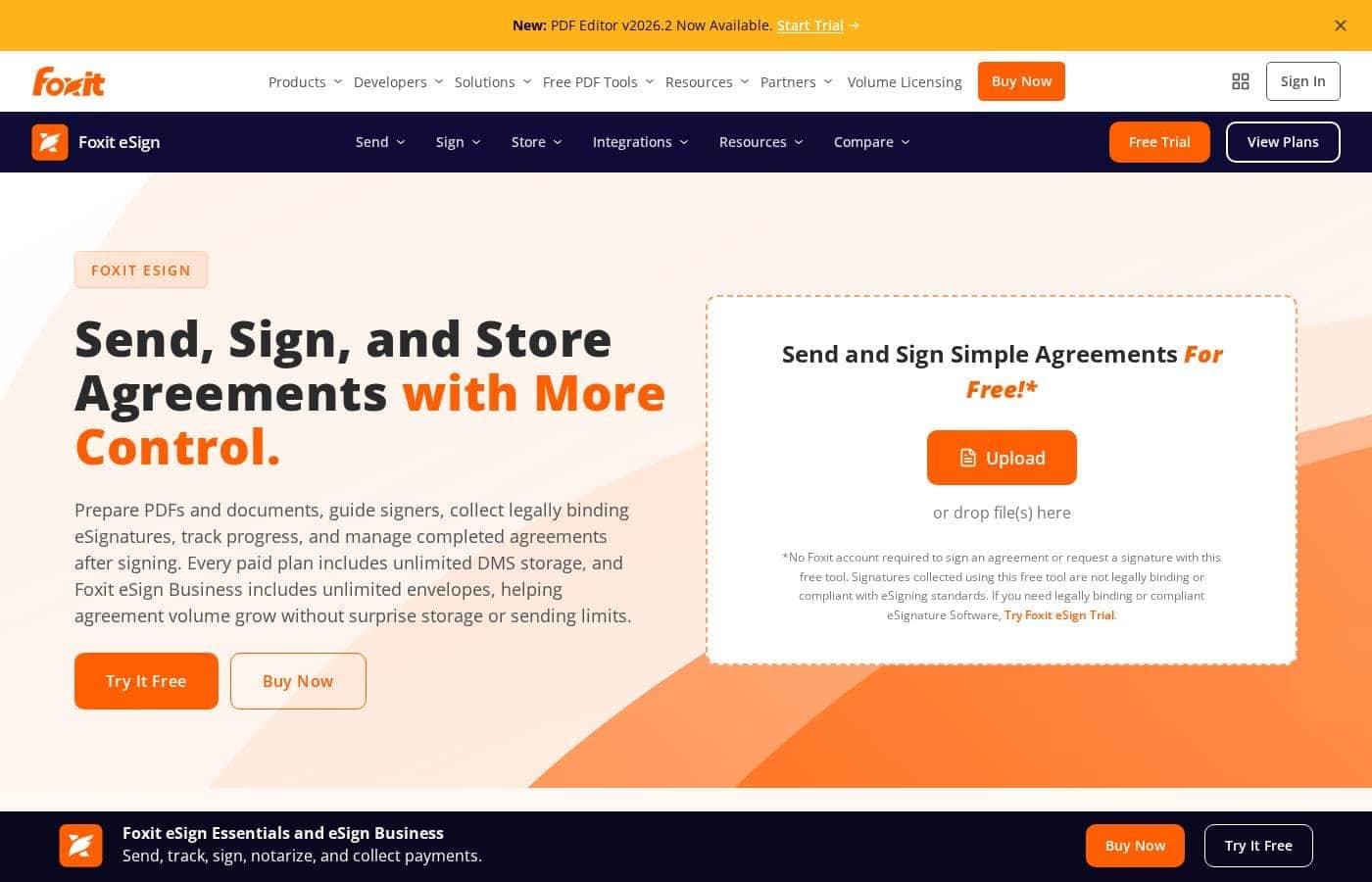 Foxit esign homepage screenshot