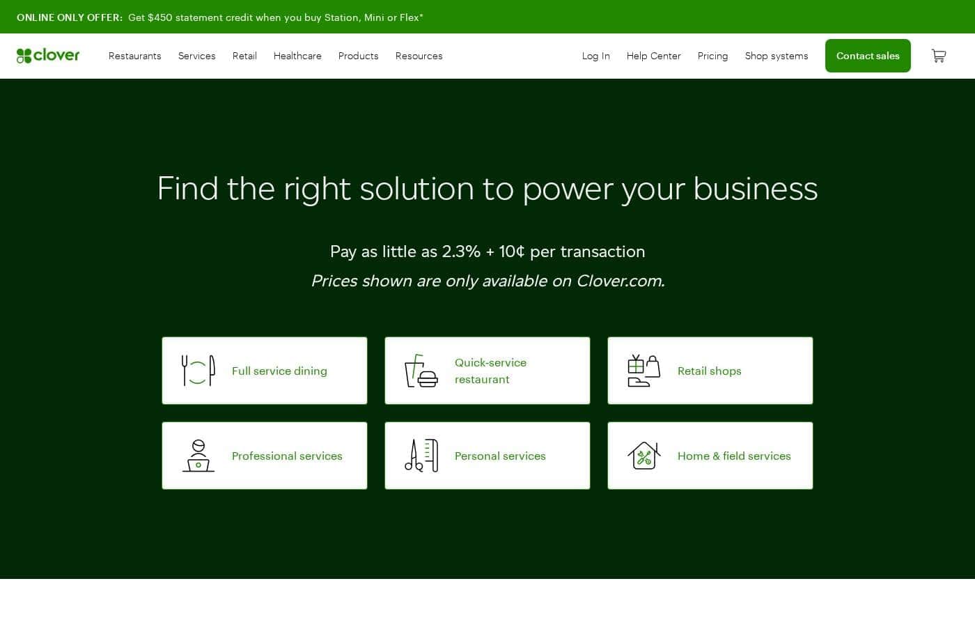 ภาพหน้าจอหน้าราคาของ Clover