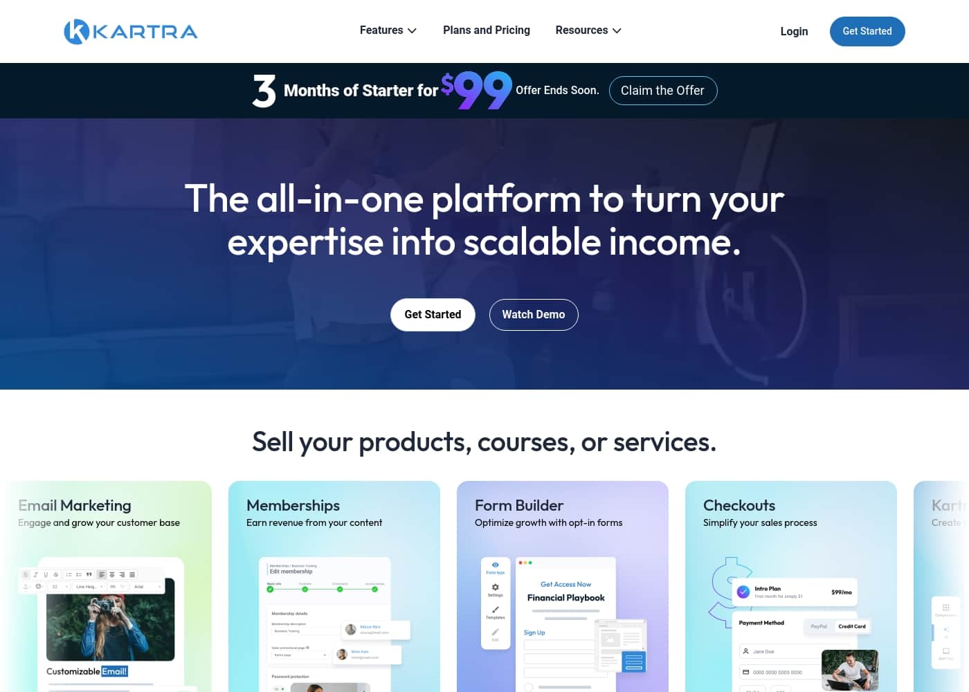 Kartra, WebinarJam & EverWebinar homepage screenshot
