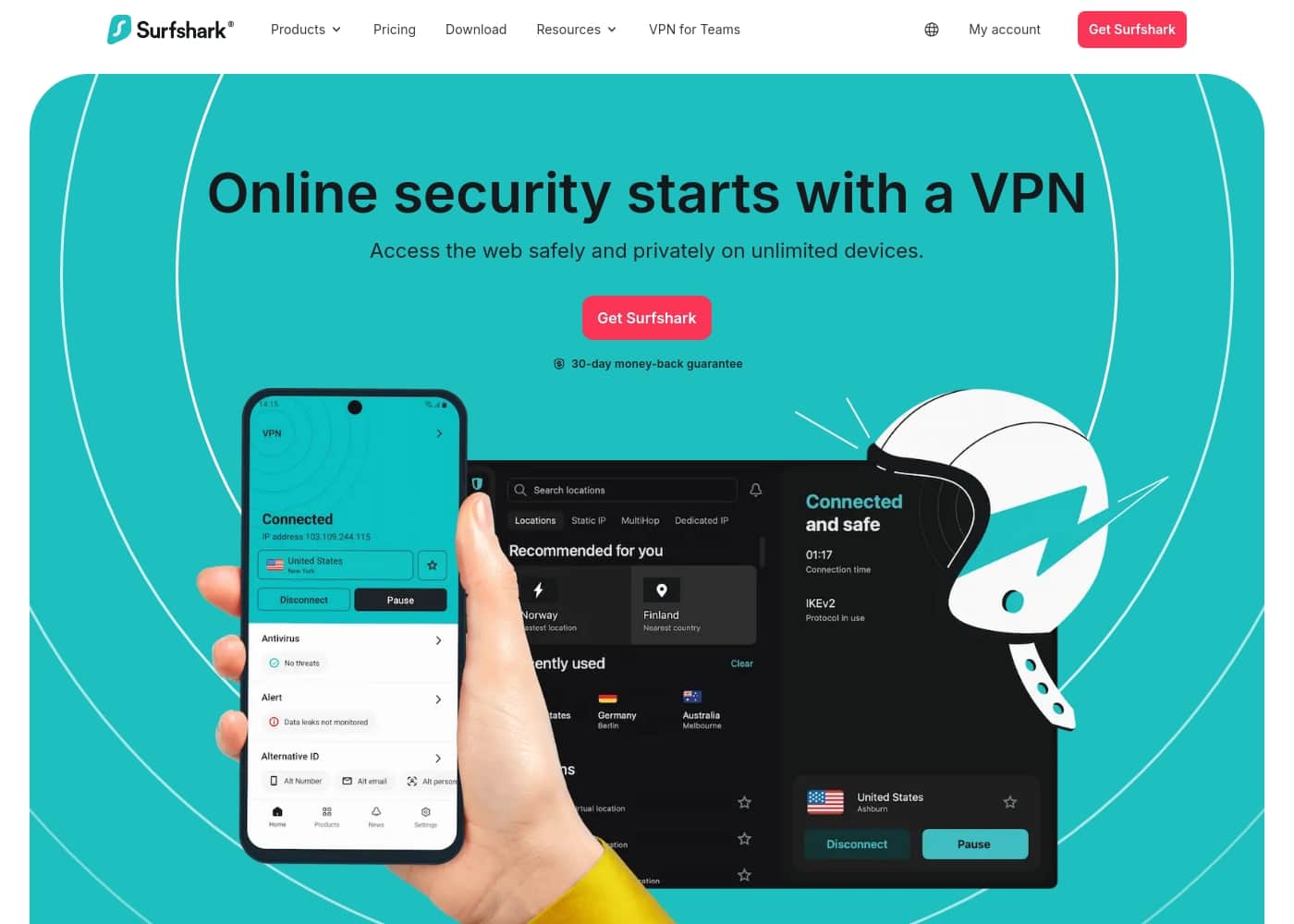 Surfshark homepage screenshot