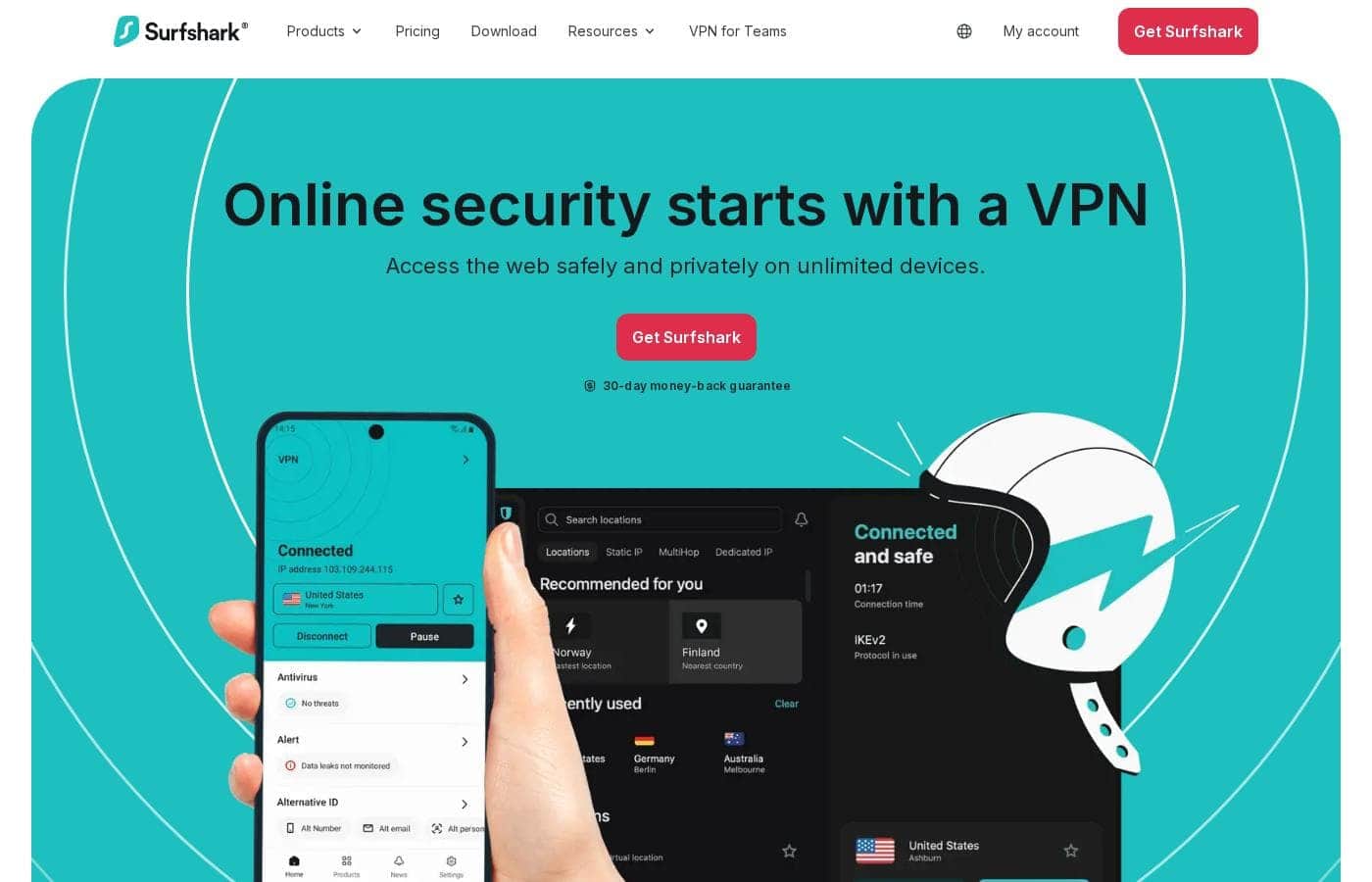 Surfshark homepage screenshot