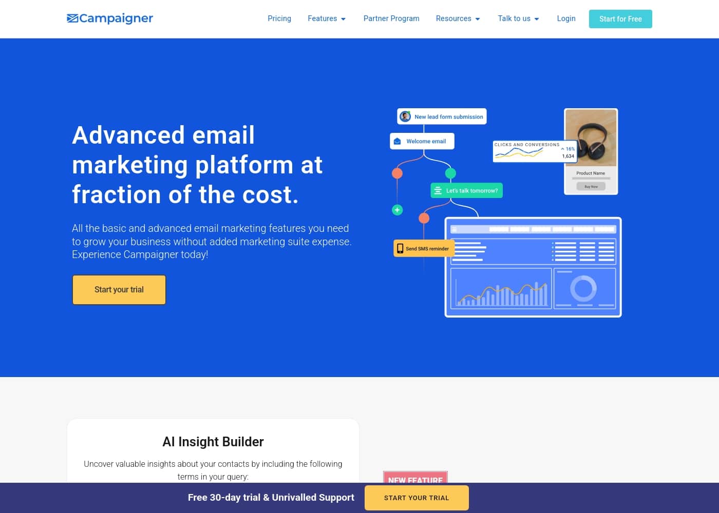 Campaigner homepage screenshot