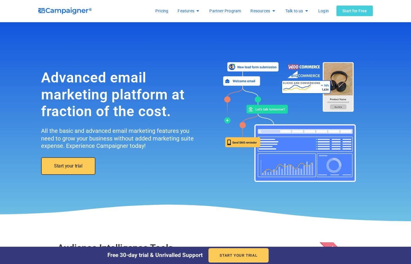 Campaigner Homepage-Screenshot