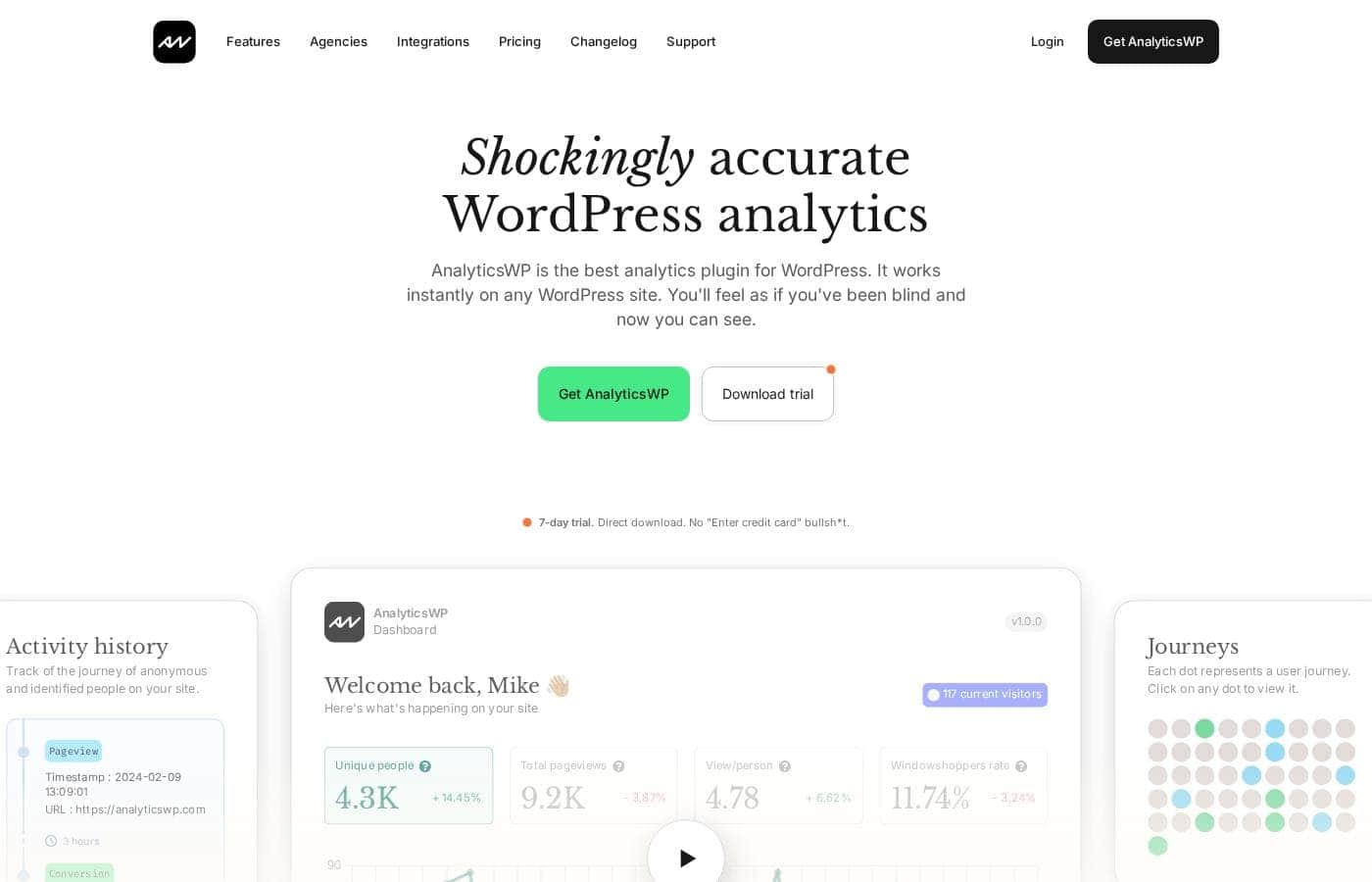 AnalyticsWP homepage screenshot