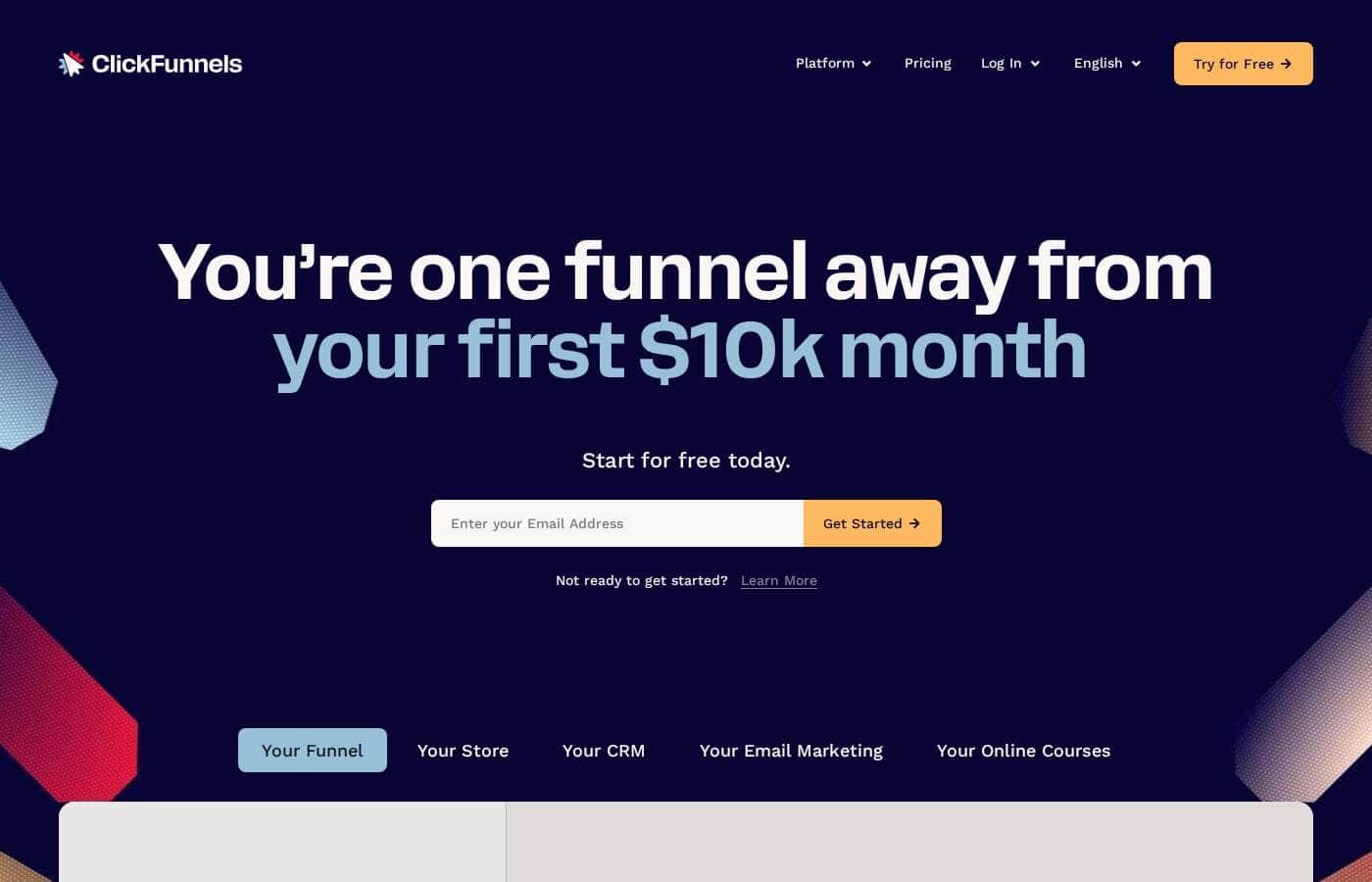 ClickFunnels homepage screenshot