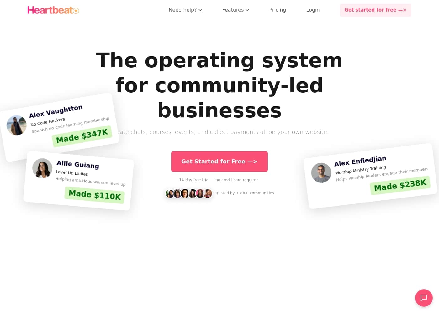 Heartbeat homepage screenshot