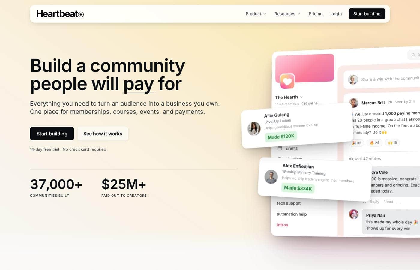 Heartbeat homepage screenshot