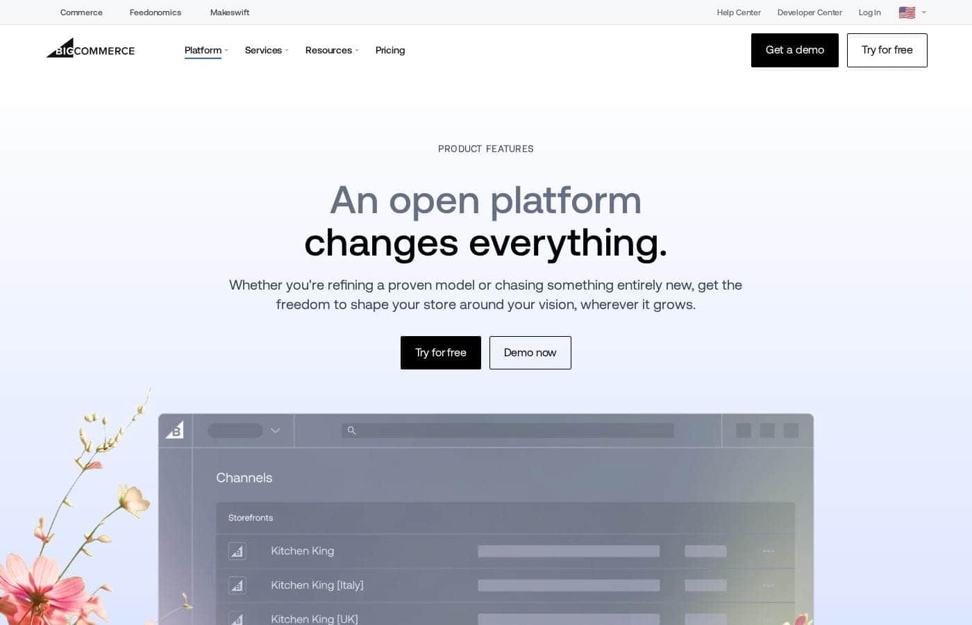 BigCommerce homepage screenshot