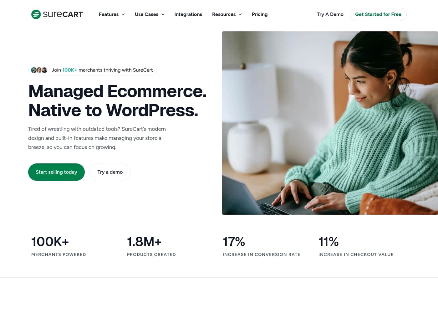 SureCart homepage screenshot
