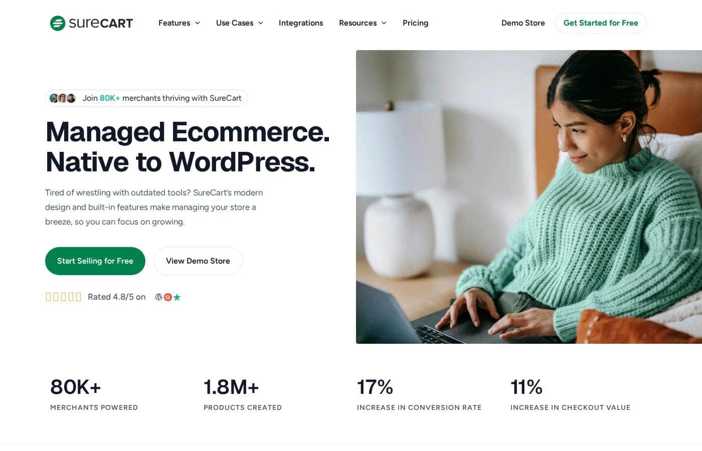 SureCart homepage screenshot