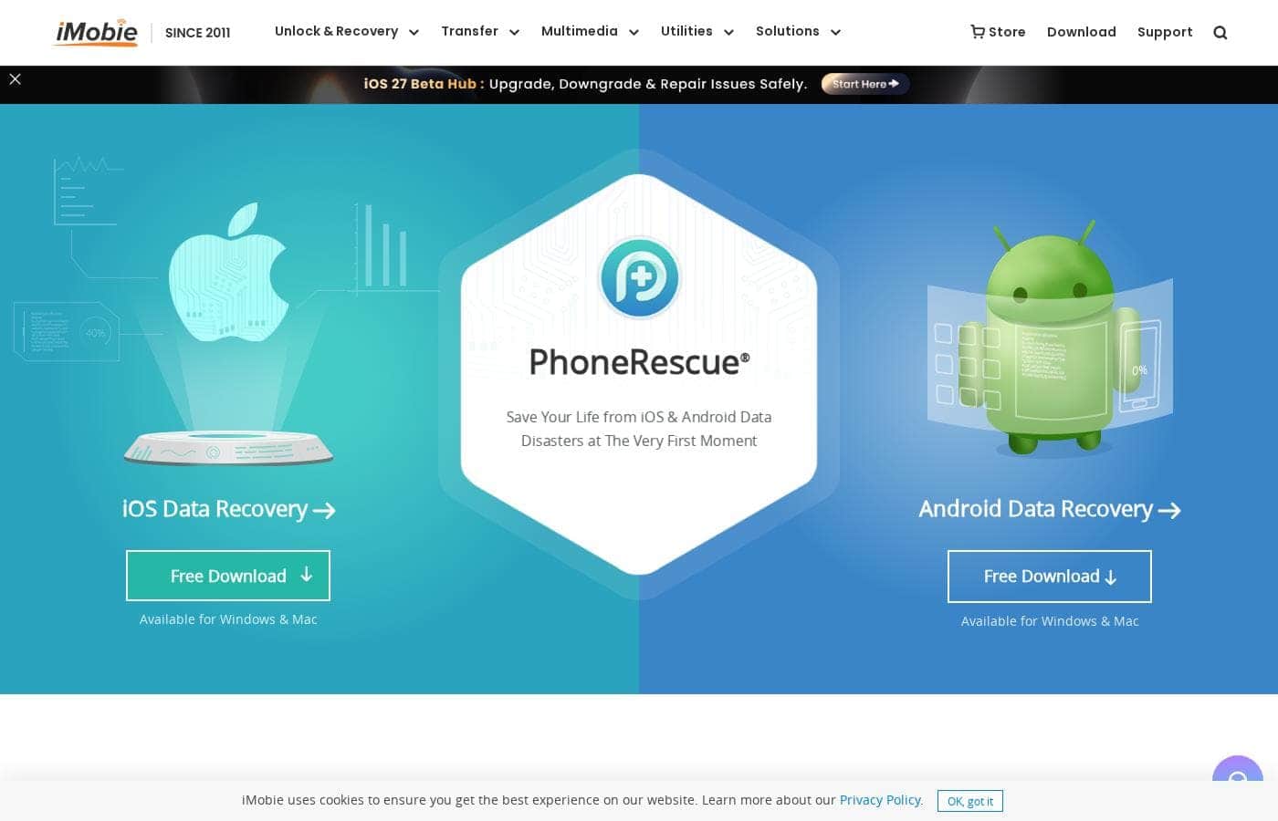 PhoneRescue homepage screenshot