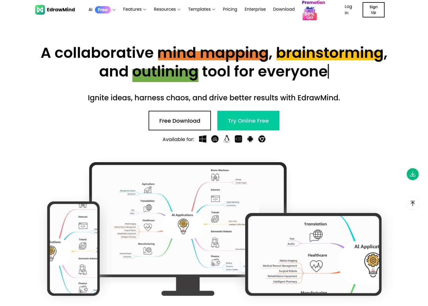 EdrawMind homepage screenshot