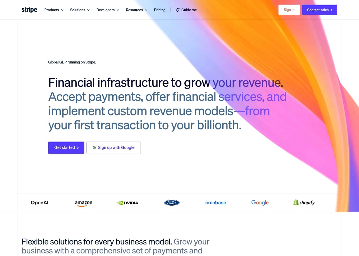 Stripe homepage screenshot