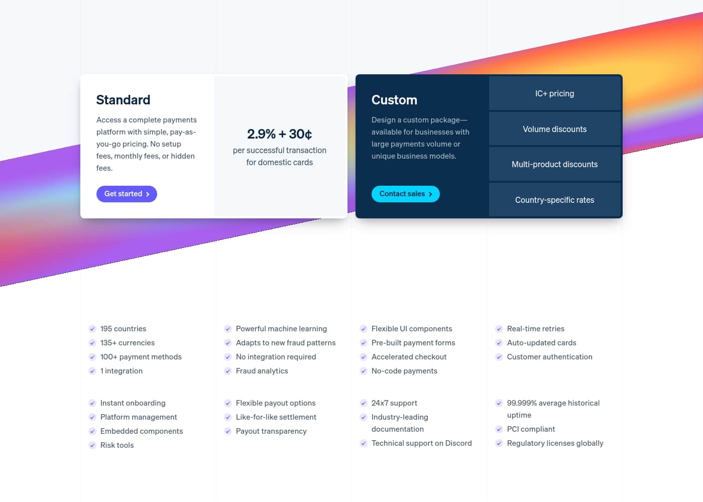 Stripe pricing page screenshot
