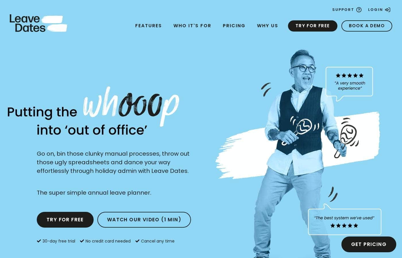 Leave Dates homepage screenshot