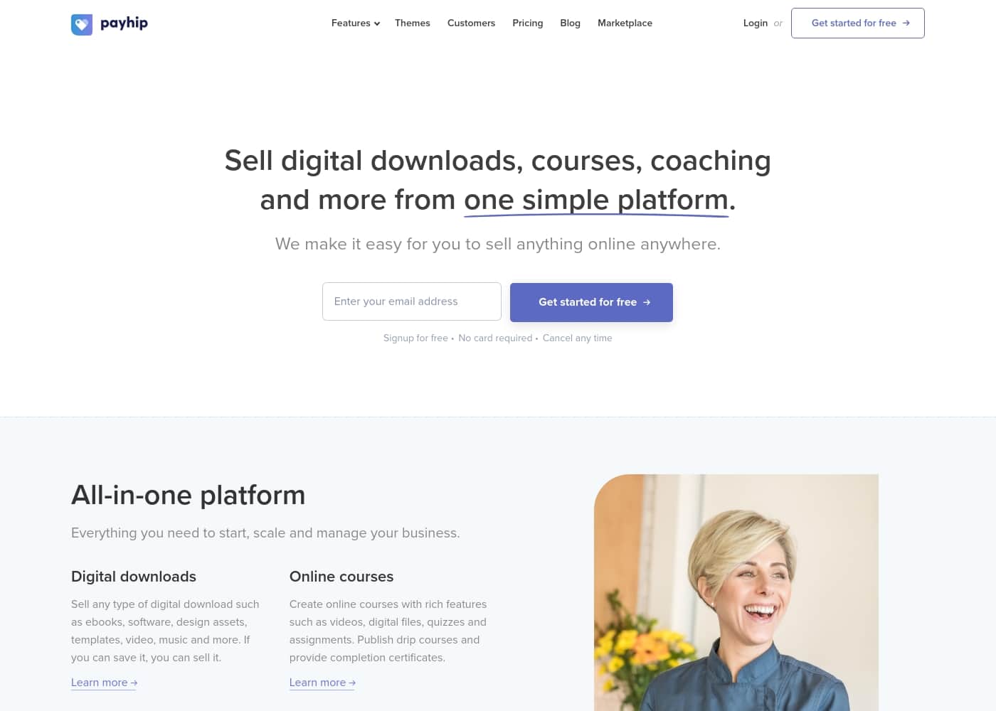 Payhip homepage screenshot