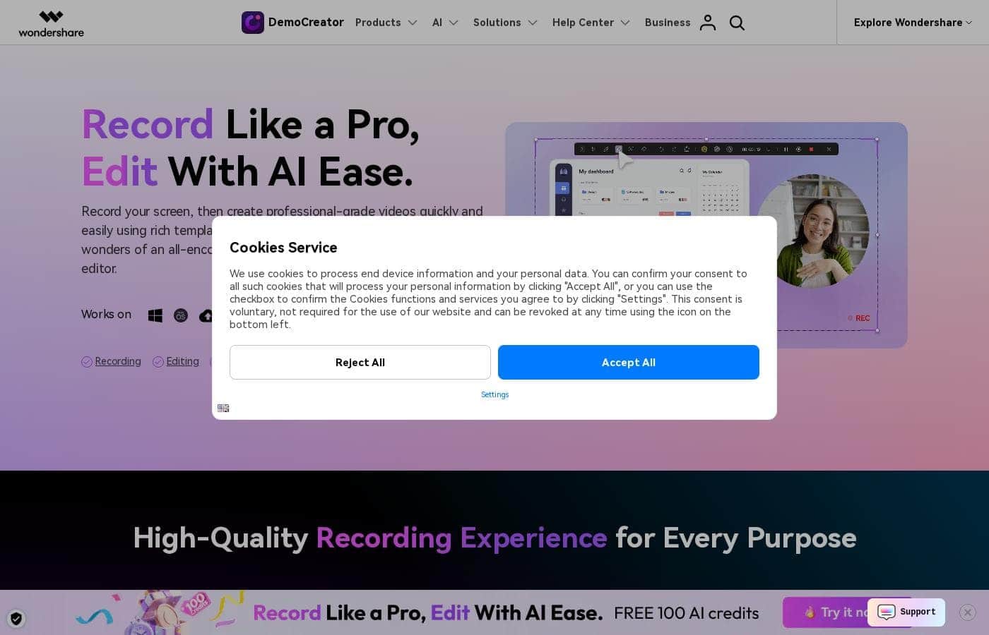 DemoCreator Homepage-Screenshot