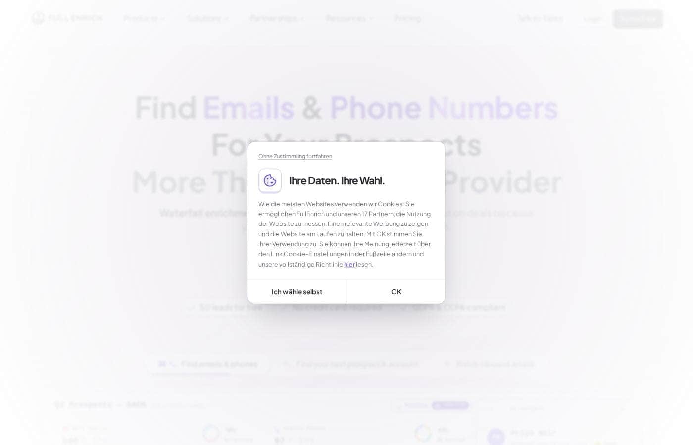 FullEnrich Homepage-Screenshot