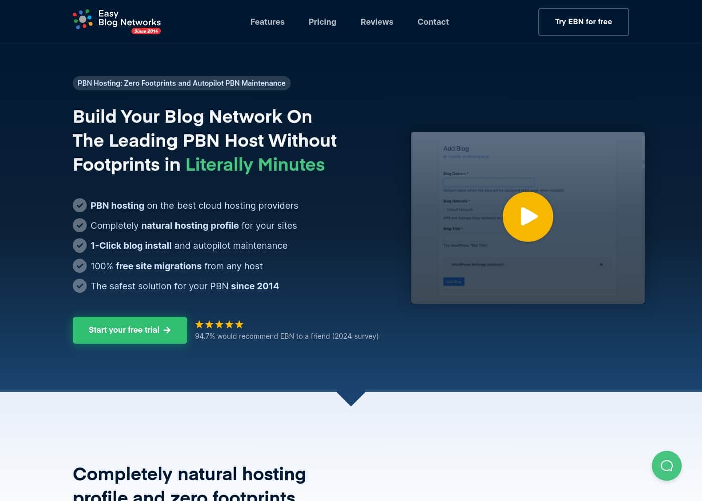 ภาพหน้าจอหลักของ Easy Blog Networks
