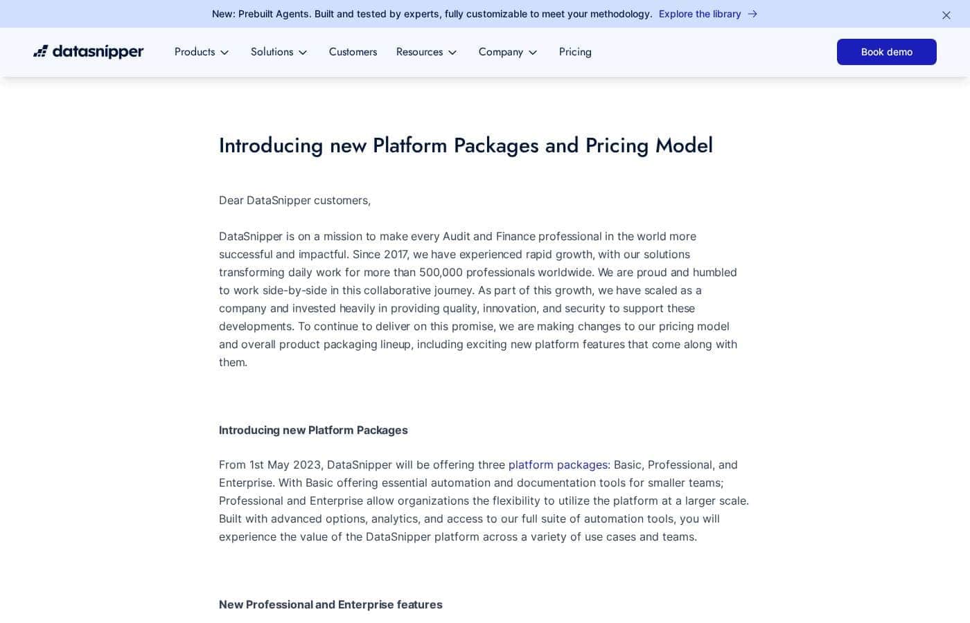 DataSnipper pricing page screenshot