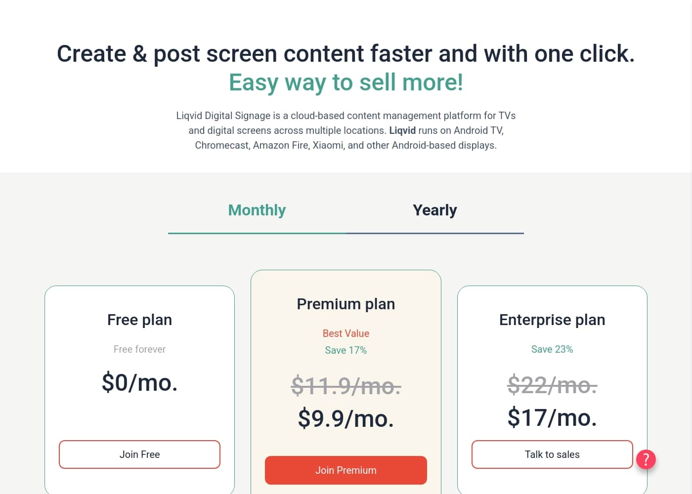 Liqvid pricing page screenshot