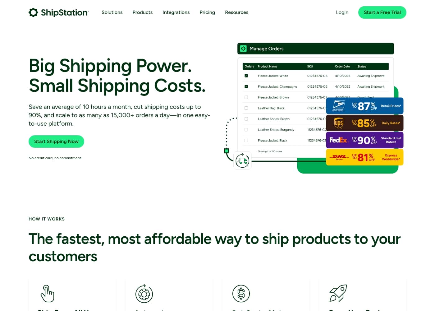 ShipStation 홈페이지 스크린샷