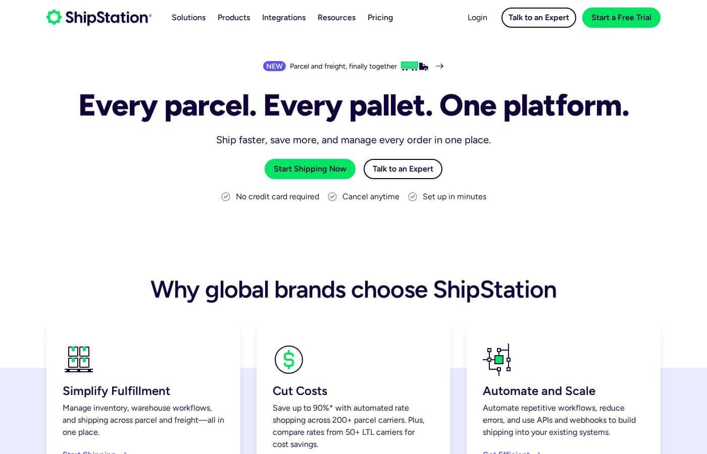 ShipStation homepage screenshot