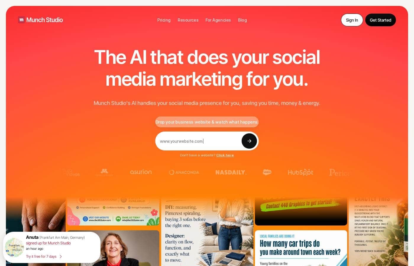 Munch homepage screenshot