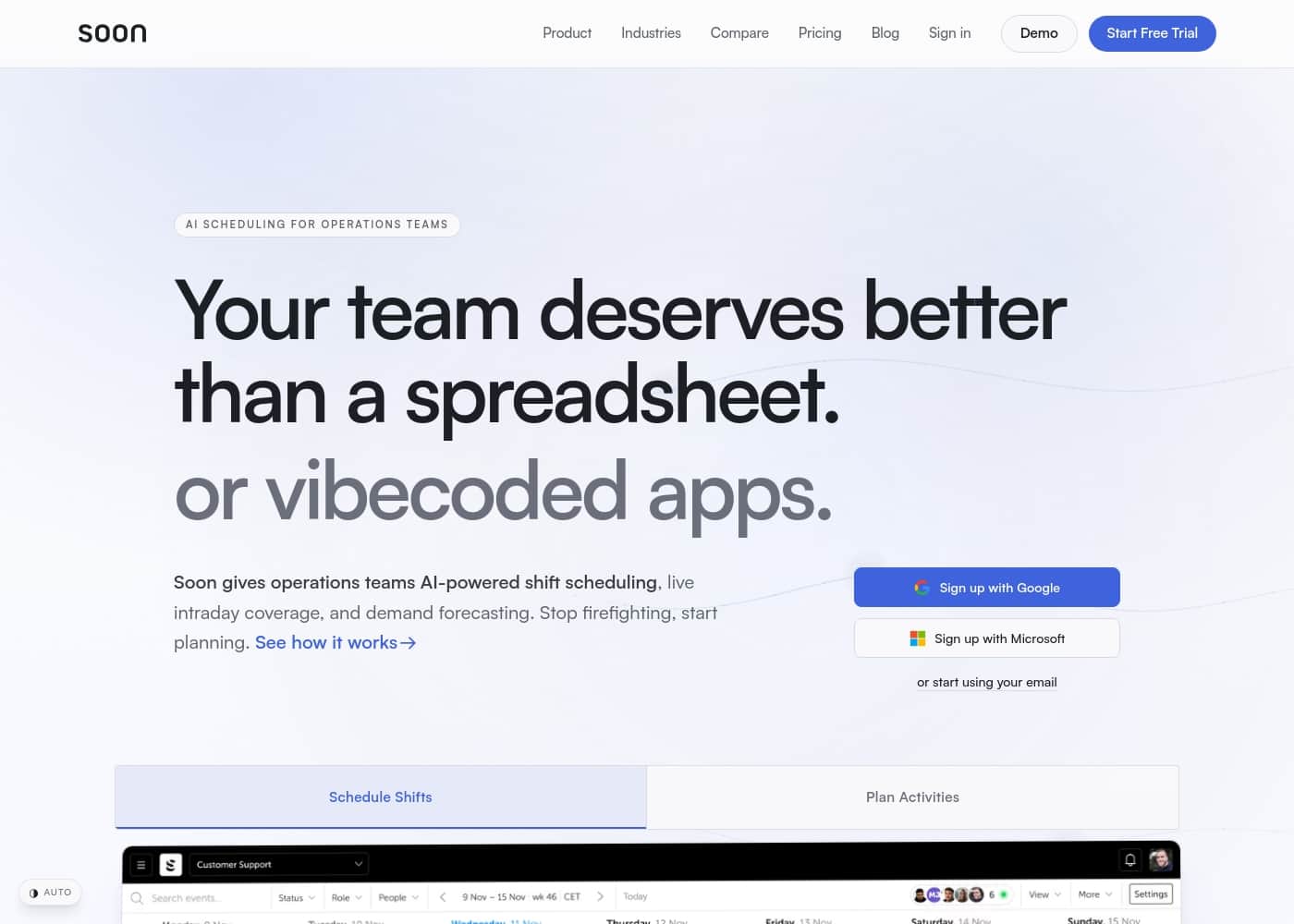 Soon.works homepage screenshot