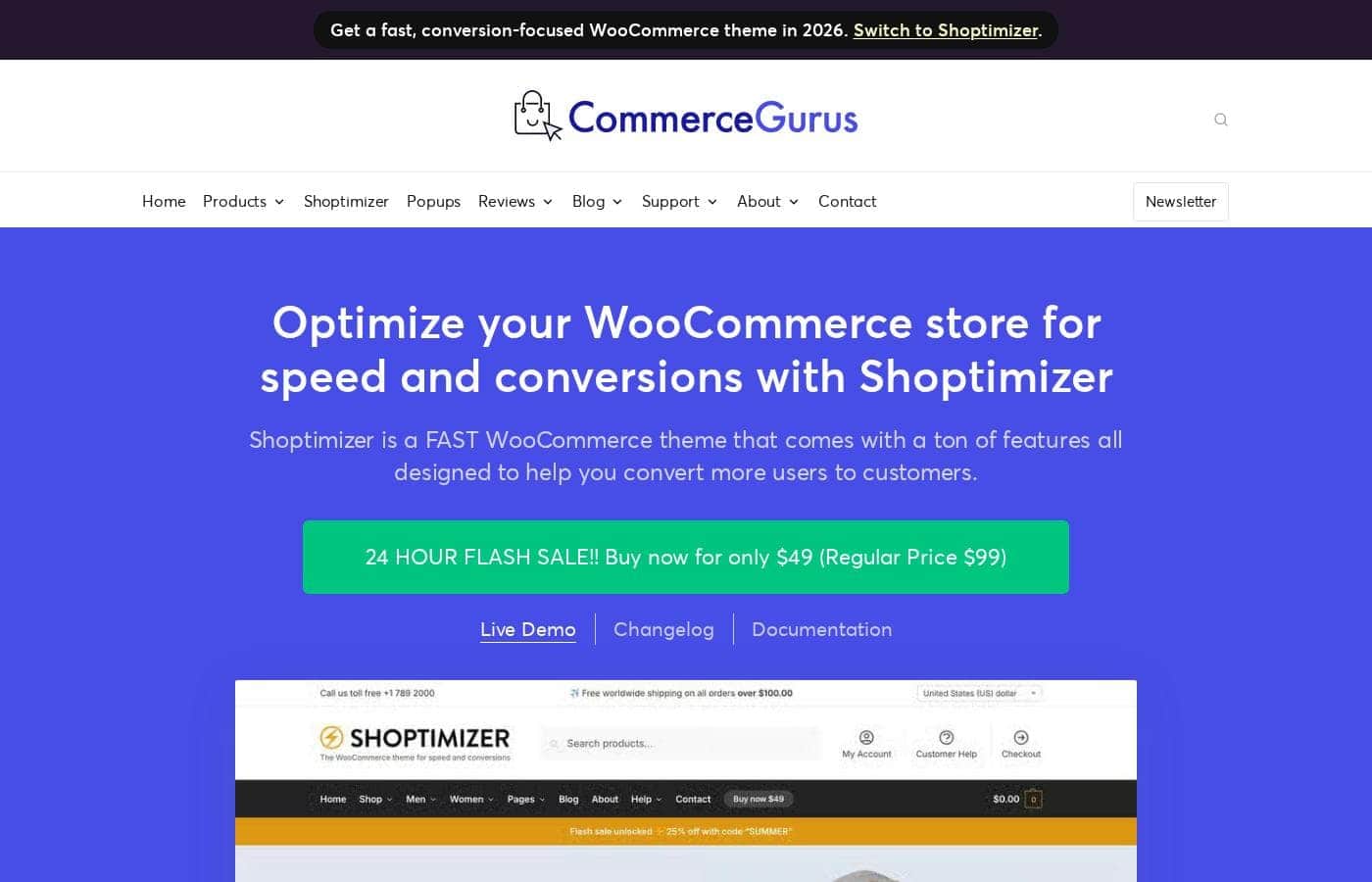 Shoptimizer homepage screenshot