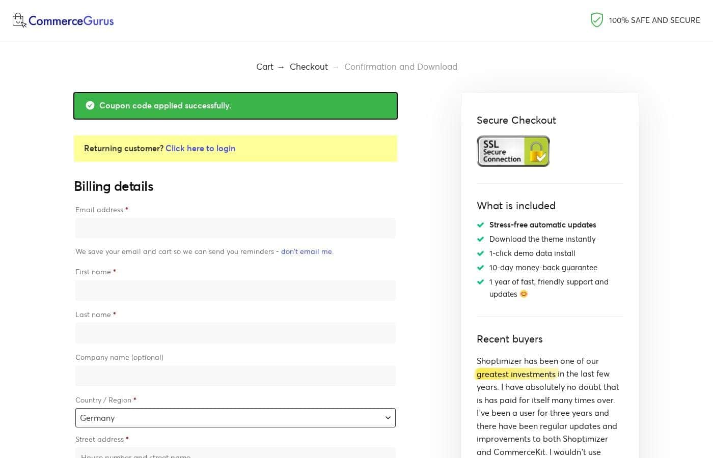 Shoptimizer pricing page screenshot