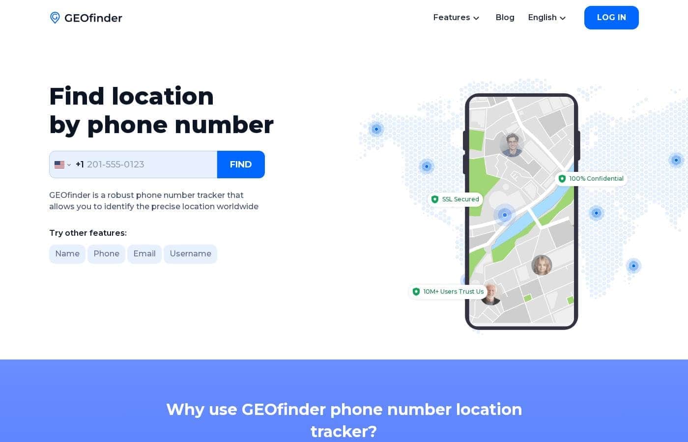 Capture d'écran de la page tarifs de GEOfinder