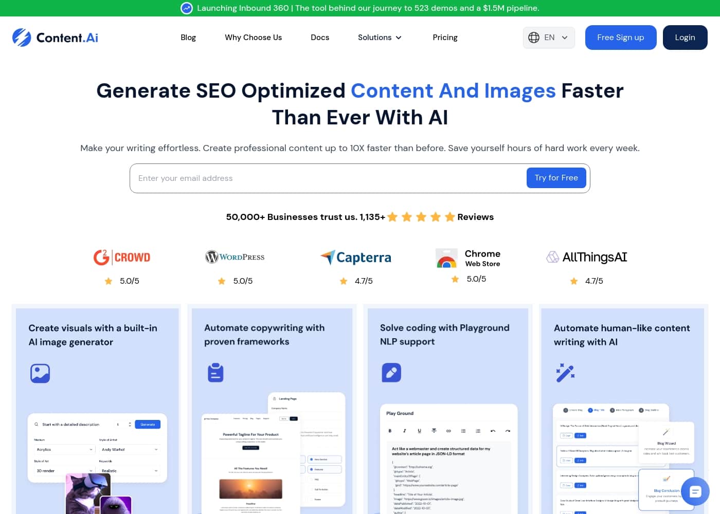 GoZen Content AI 홈페이지 스크린샷