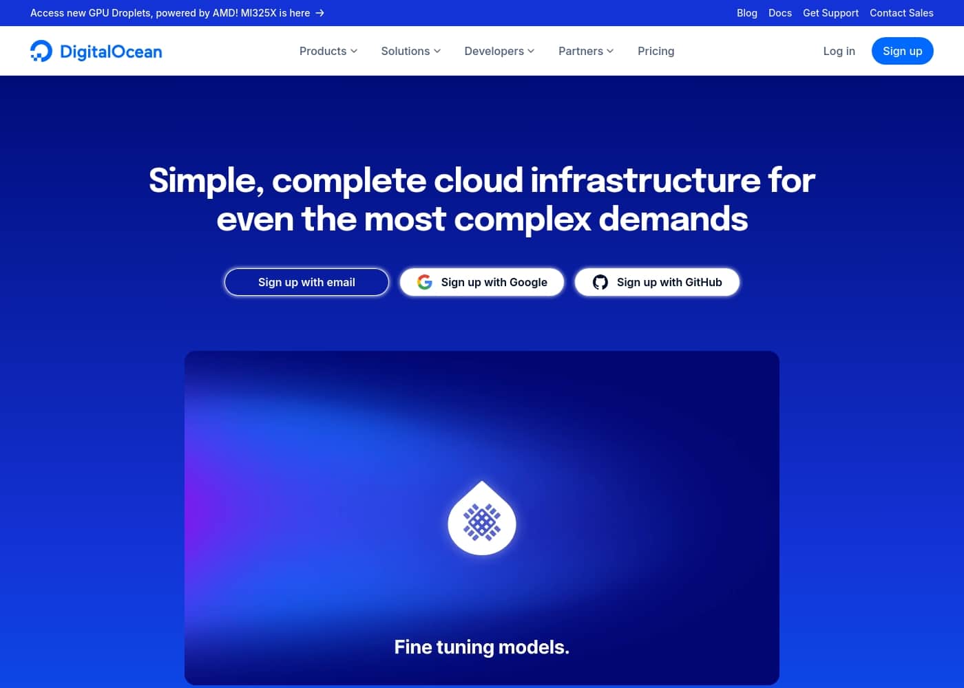 ภาพหน้าจอหลักของ DigitalOcean