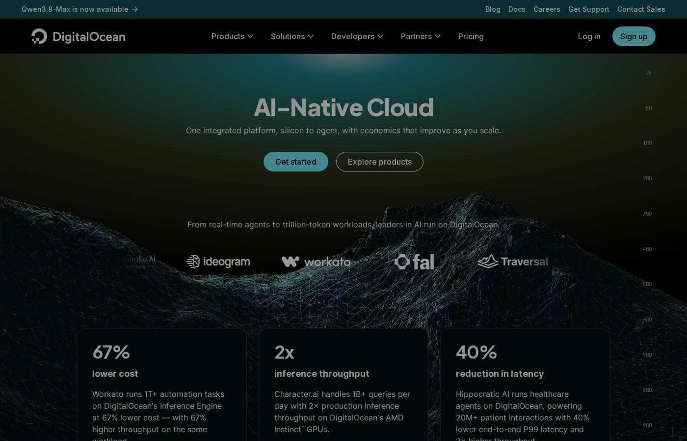 DigitalOcean homepage screenshot