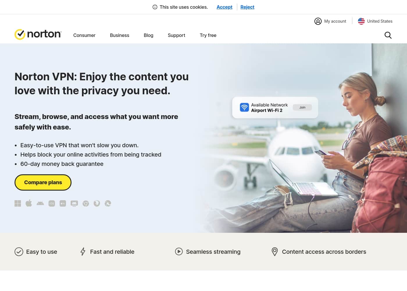 Norton VPN首页截图