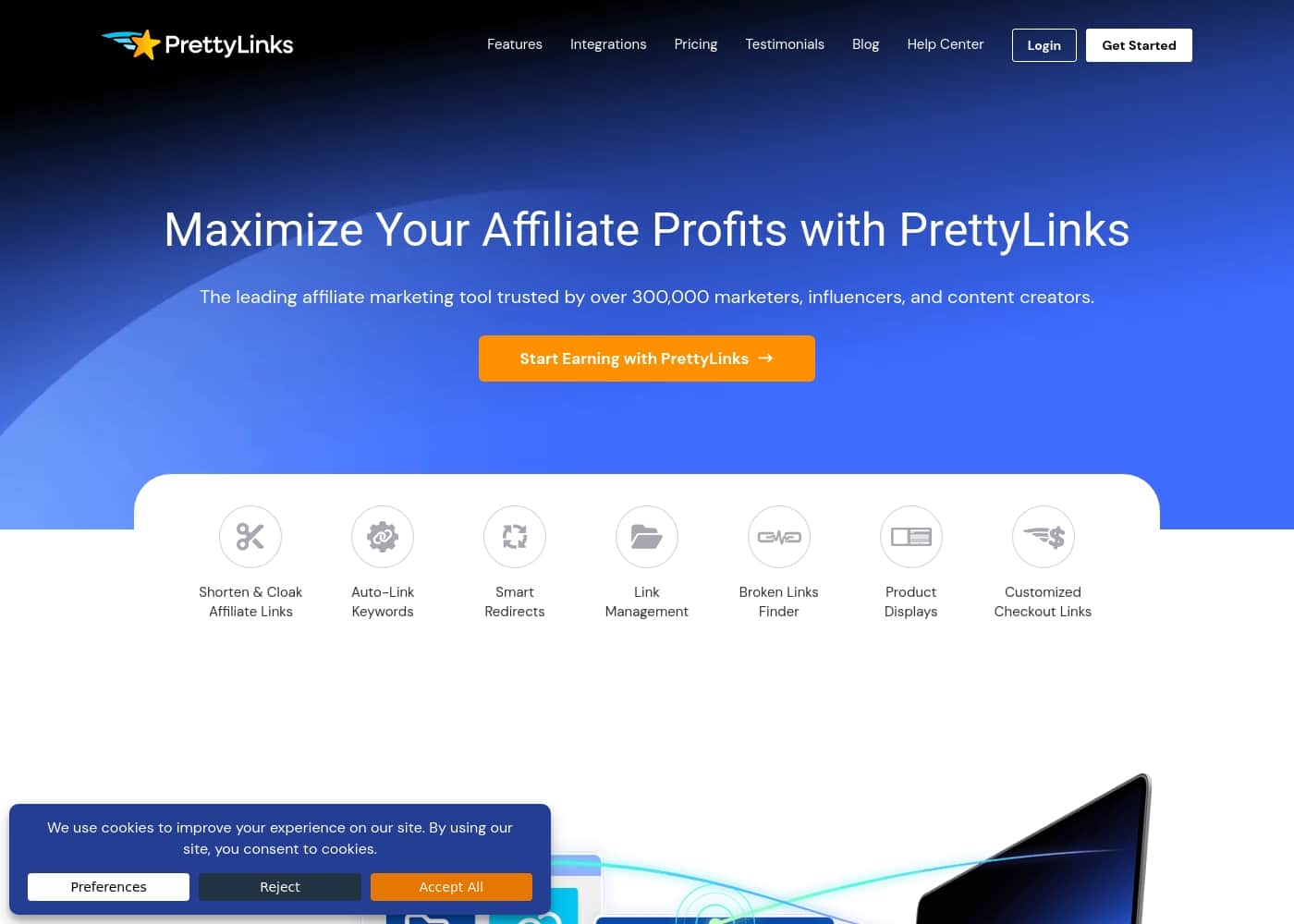 ภาพหน้าจอหลักของ Pretty Links