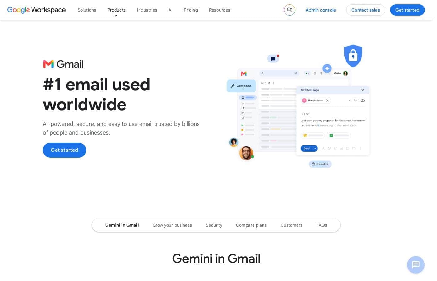 Screenshot della homepage di Gmail