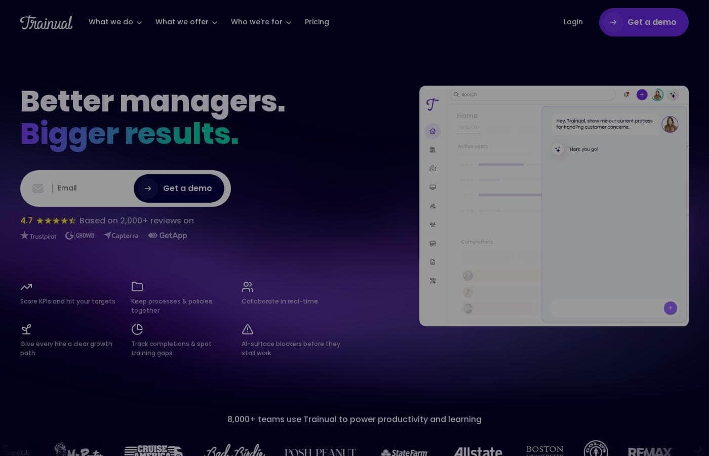 Trainual homepage screenshot