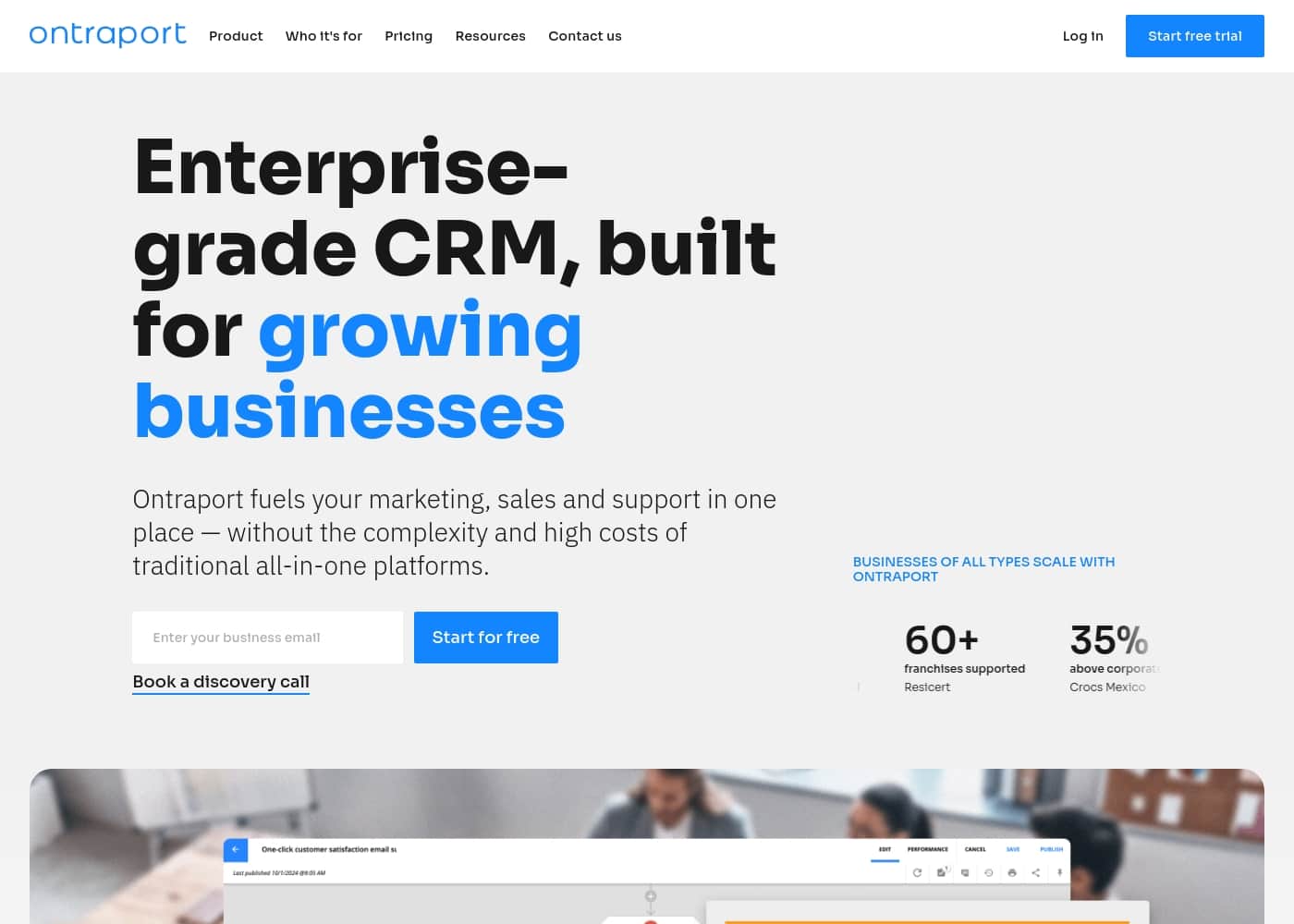 Ontraport 홈페이지 스크린샷