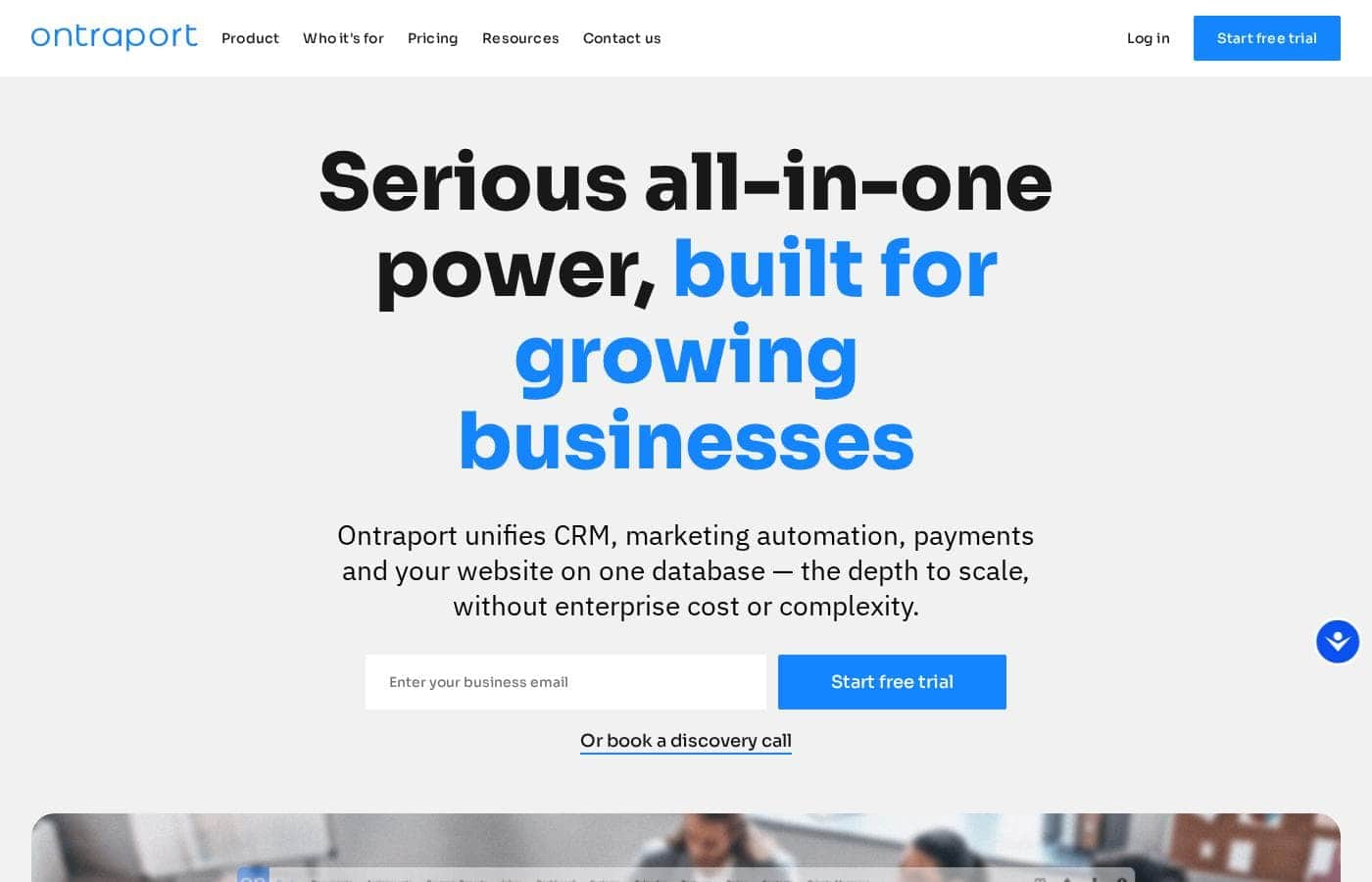 Ontraport homepage screenshot