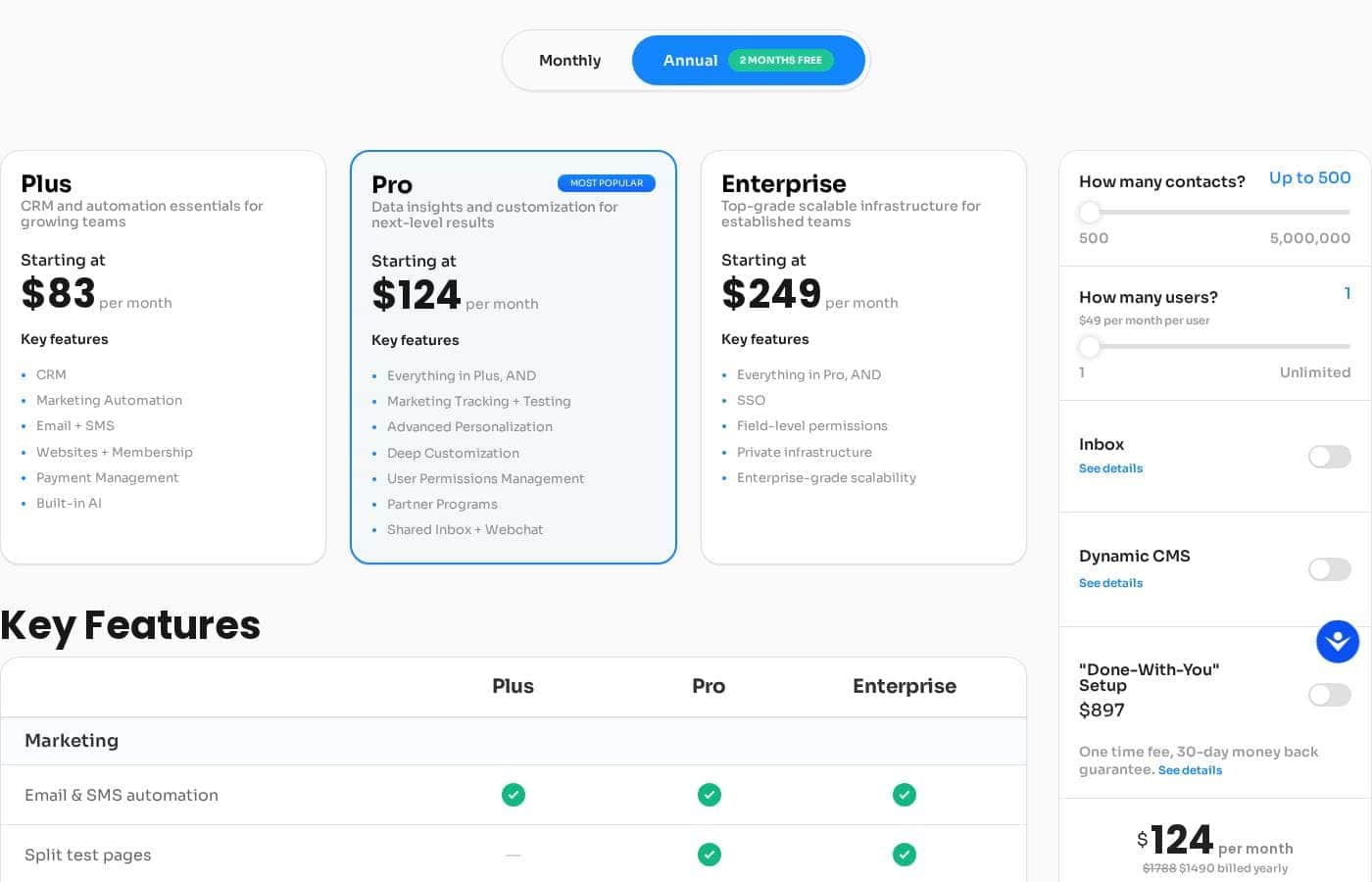 Ontraport pricing page screenshot