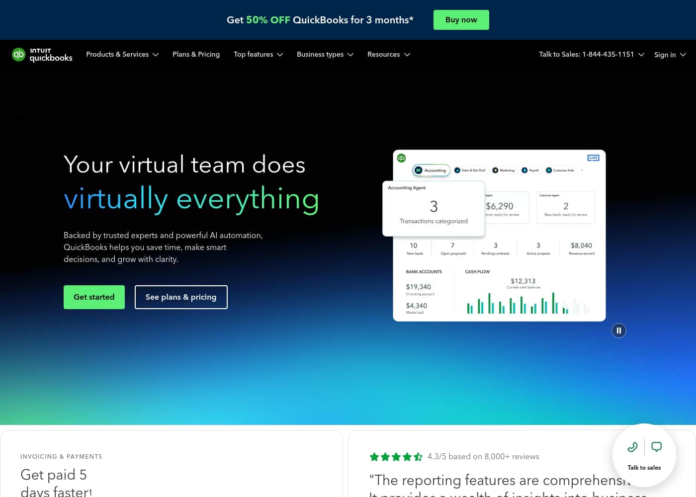 Quickbooks homepage screenshot