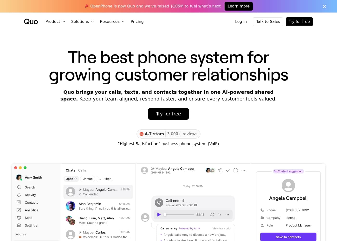 OpenPhone 홈페이지 스크린샷